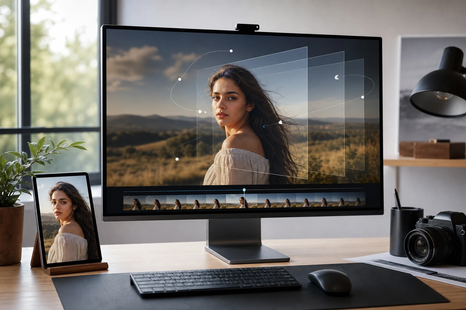 A creator uses picturemaker.ai to animate photos with subtle depth and camera movement.