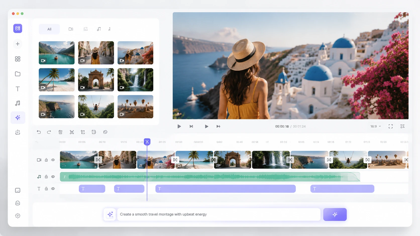 Browser-Timeline mit Rohclip, Schnittmarken, Untertiteln und Exportformaten in PictureMaker