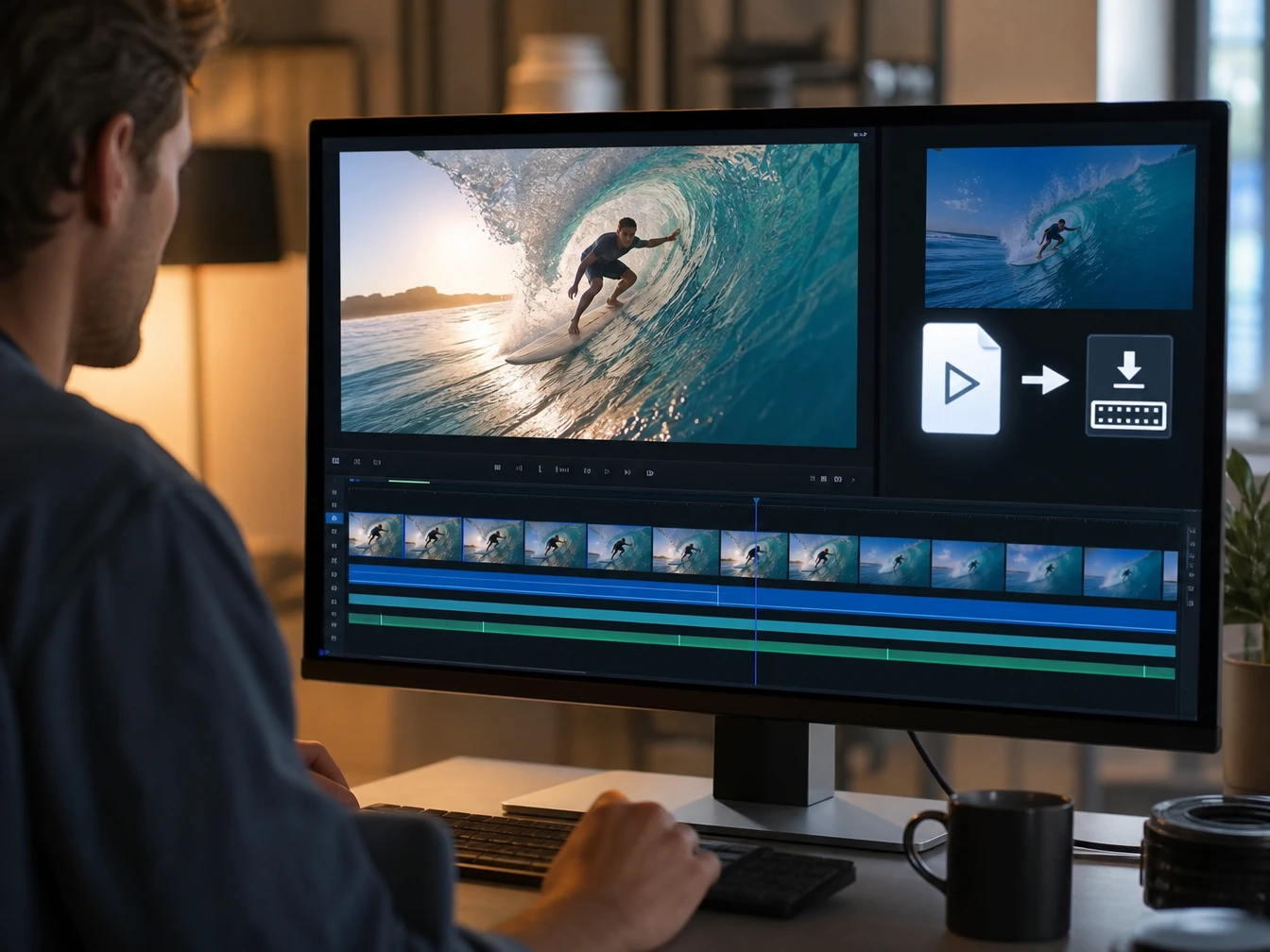 Arquivo de vídeo estendido pronto para download e uso na timeline