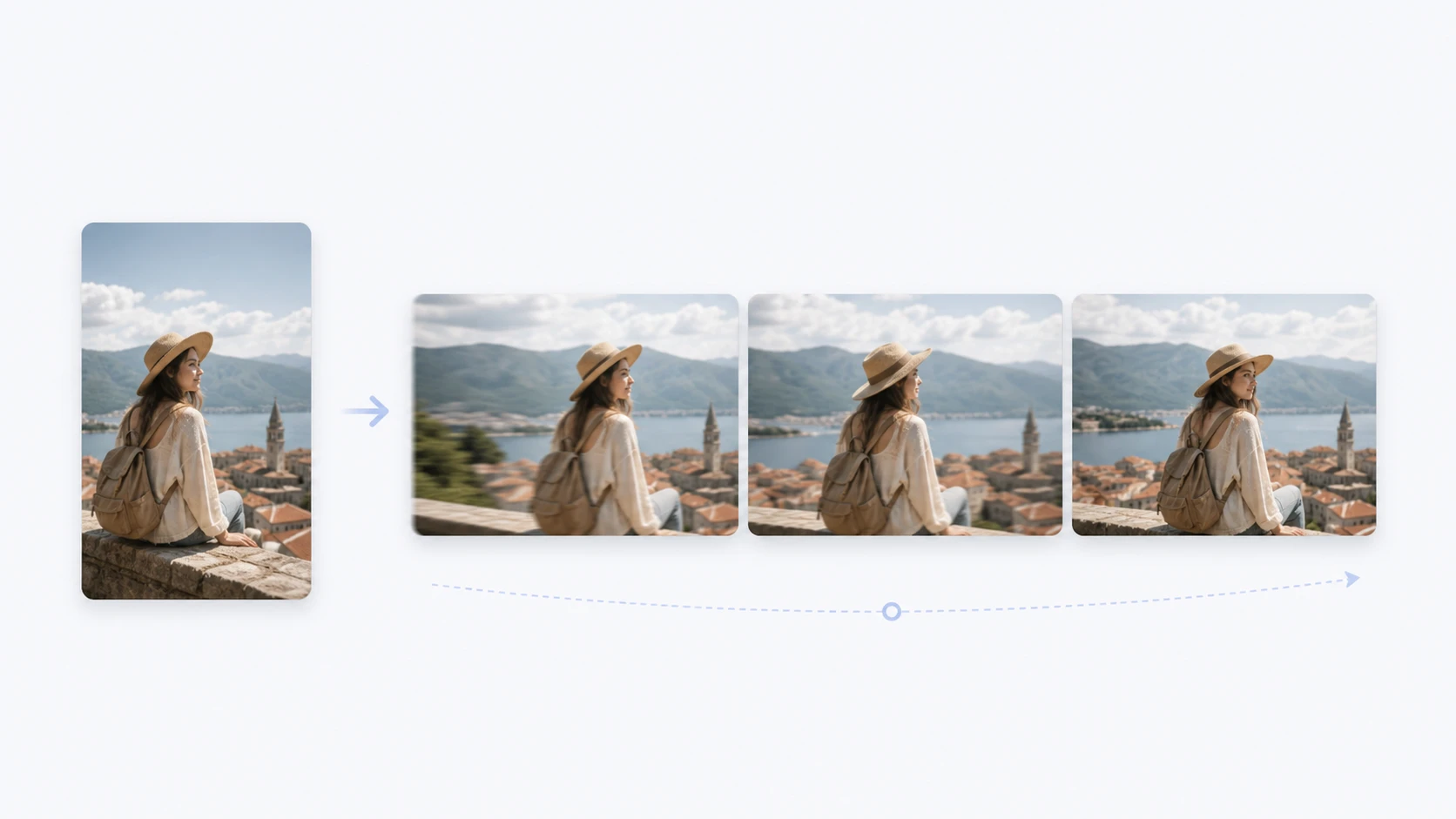 Static photo becoming a cinematic video using image to video ai on picturemaker.ai