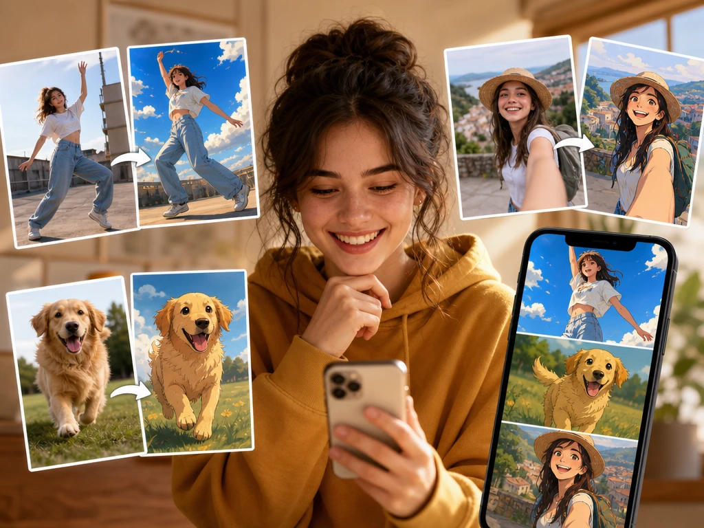 Social-Media-Tanzclip mit Anime-Look, Vorschau und kurzer Timeline