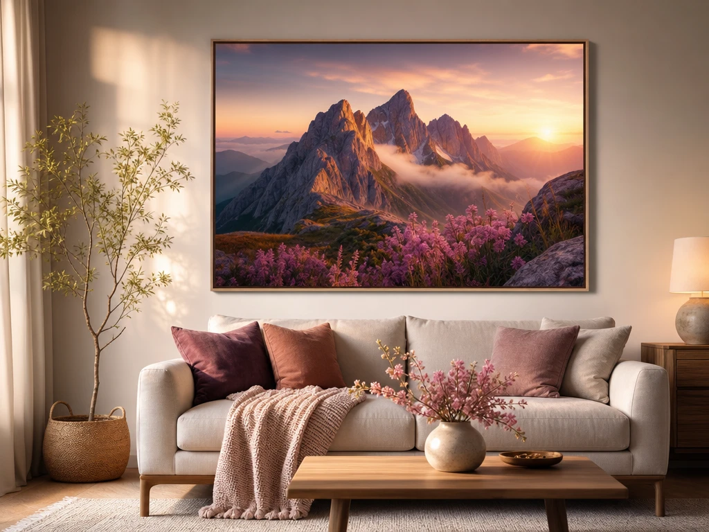Paisagem convertida em pintura artística com textura de pincel e cores suaves