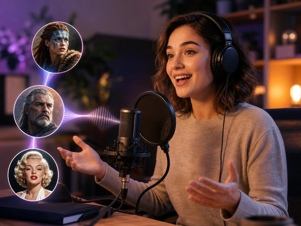 Faixa de voz com prévia, filtros e controles de pitch no PictureMaker