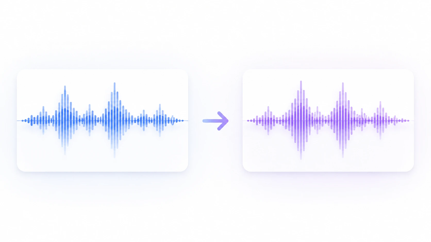Voice changer workspace with source track, effect preview, and export panel