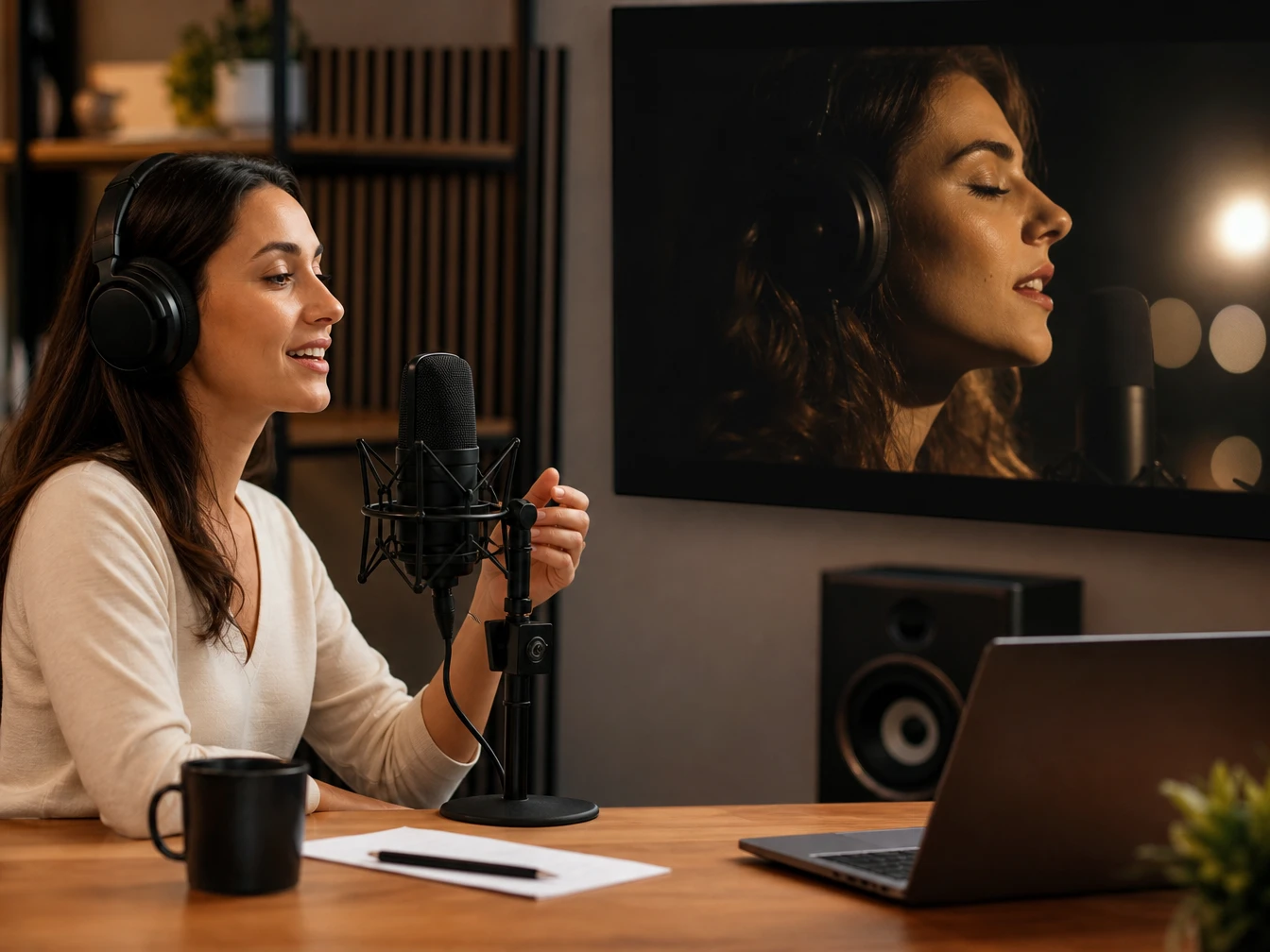 Panel clone cepat dengan audio referensi, skrip final, dan preview suara AI